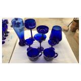COLLECTION OF COBALT BLUE GLASSWARE