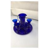 VNTG. COBALT BLUE GLASS CORDIAL SET