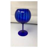 VNTG. 12" COBALT BLUE GLASS STEM VASE