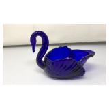 VNTG. COBALT BLUE GLASS SWAN DISH