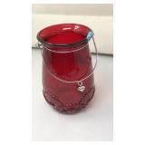 RED GLASS LANTERN VASE