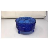VNTG. COBALT BLUE GLASS FOOTED SERVING BOWL