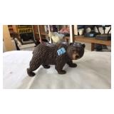 VNTG. CAST IRON PAINTED BROWN BEAR DOORSTOP