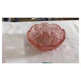 PINK DEPRESSION CUT GLASS CANDY DISH