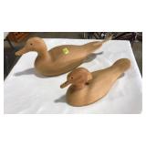 (2) WOOD CARVED DUCK DECOYS