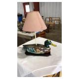 HAND CARVED/PAINTED WOOD MALLARD DUCK LAMP