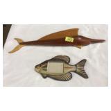 WOOD CARVED SWORDFISH & FISH PICTURE FRAME