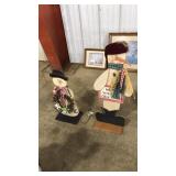 (2) WOOD OUTDOOR SNOWMAN DECOR