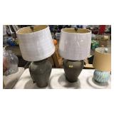 PAIR OF TEXTURED GINGER JAR STYLE ACCENT LAMPS