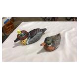 2 WOOD HANDCARVED/PAINTED DUCK DECOYS