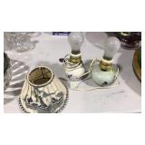 (2) SMALL BLUE/WHITE CERAMIC LAMPS