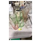 GREEN & PINK DEPRESION GLASS LOT