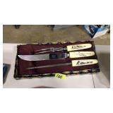 VNTG. JERNBOLAGE BONE CARVED HANDLE CARVING SET