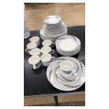 GIBSON BLACK & WHITE DISH SET, SETTING FOR 8