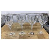 (4)CRYSTAL STEM WINE GLASSES, MARQUIS BY WATERFORD