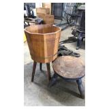 MID CENTURY PAIL ON LEGS