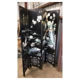 4 PANEL BLACK LAQUER & ENLAYED ORIENTAL SCREEN