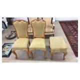 FRENCH ART NOUVEAU DINING CHAIRS & FOOT STOOL