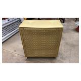 MID CENTURY UPHOLSTERED HAMPER