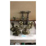 COLL OF BRASS CANDLE HOLDERS