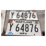 PAIR OF 1986 MD PLATES
