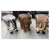 (3) SAFARI ANIMAL PLANT STAND FIGURINES