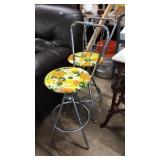 CHROME & UPHOLSTERED STOOLS (2)