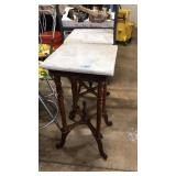 MARBLE TOP & MAHOGANY SIDE TABLES (2)