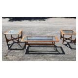 LANE MID CENTURY WOOD & GLASS ENLAY SET