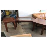 WOOD& ENLAYED GLASS / STONE LIVING ROOM SET