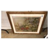 FRAMED ORIENTAL FLORAL & BIRD ARTWORK