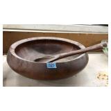 MID CENTURY DANSK SALAD BOWL & TONGS, DENMARK