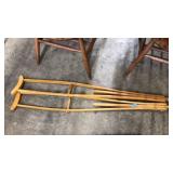 PAIR OF WOOD CRUTCHES