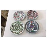 4 HAND PAINTED DECORATIVE PLATES