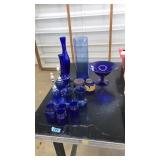 COLLECTION OF COBALT BLUE GLASS