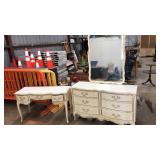 FRENCH PROVENICAL VANITY, DRESSER & MIRROR