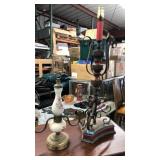 MID CENTURY TABLE LAMP & CANDLESTICK HOLDER