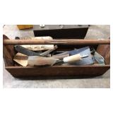 ANTQ. WOOD TOOL BOX W/CONTENTS
