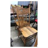 2 PRESSED BACK OAK DINING CHAIRS