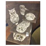 "give a hoot" Barbara Stone wooden owl art "give a hoot" Barbara Stone wooden owl art