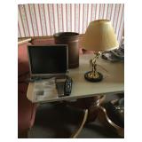 Sharp Aquos TV, waste basket and lamp Sharp Aquos TV, waste basket and lamp