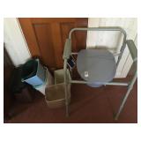 Drive folding commode and waste baskets