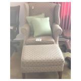 high back arm chair with ottoman