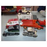 Die cast Truck, banks, and wooden truck