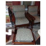 Wooden chair & ottoman removable cushions