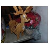 Wooden reindeer & poinsettia basket