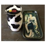 Coca-Cola Tray & Cow Tin