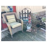 Vinyl whicker chair & outdoor decor