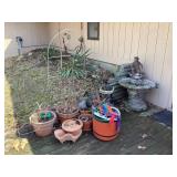 Fountain, flower pots and more