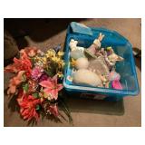 Tote of Easter Decor & wood rabbit sign